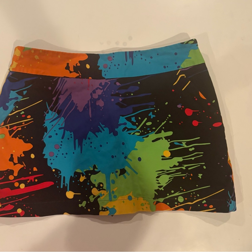 Loudmouth Vibrant Orange Blue Athletic Mini Skirt